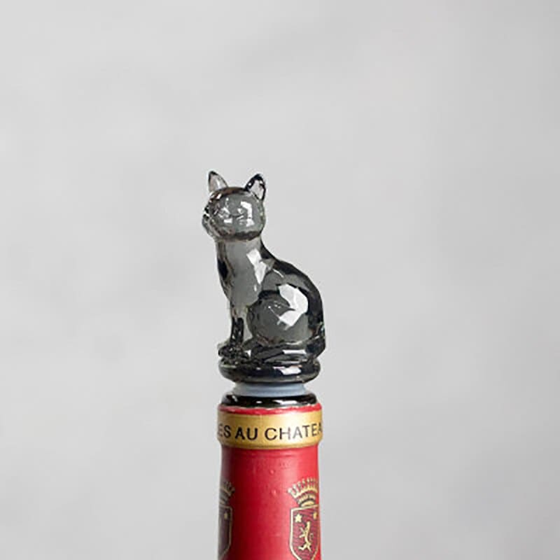 Resin Cat Wine Stopper - Decorative Bottle Saver for Wine Lovers-Cat Wine Stopper-Translucent Black Cat-4-Colydia