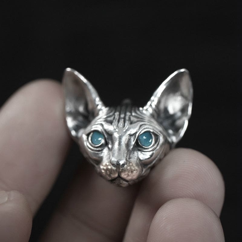 Blue-Eyed Sphynx Cat Earrings - Metal, Unisex, Free Shipping-Earrings-4-Colydia