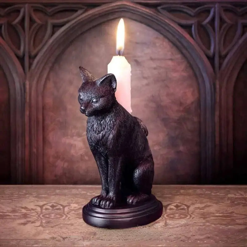 Ultra-Realistic Black Cat Candle Holder for Elegant Home Decor-Candle Holder-1-Colydia