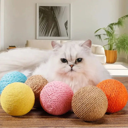 Interactive Sisal Cat Scratching Ball with Bell for Claw Sharpening-Cat Scratching Toy-4-Colydia