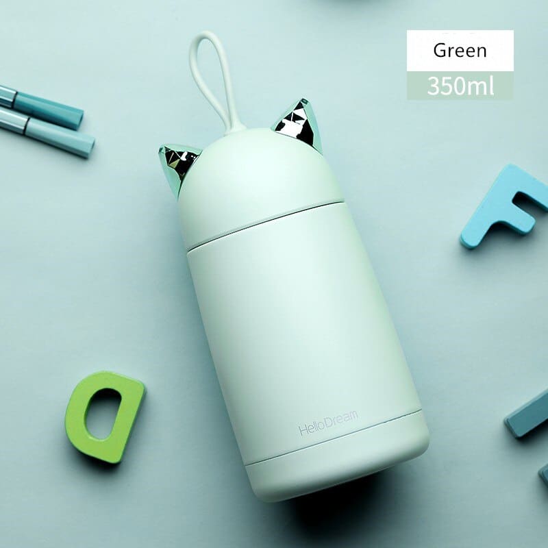 Insulated Stainless Steel Cat Bottle – Hot/Cold, Leak-Proof Flask-Insulated Water Bottle-Green-9-Colydia