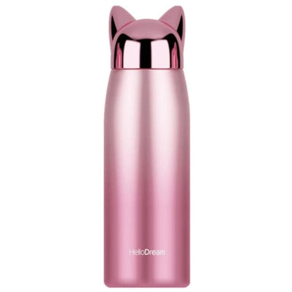 Stainless Steel Cat Ear Insulated Bottle - Keeps Drinks Hot 12 Hrs-Insulated Water Bottle-Pink-300 ml-7-Colydia