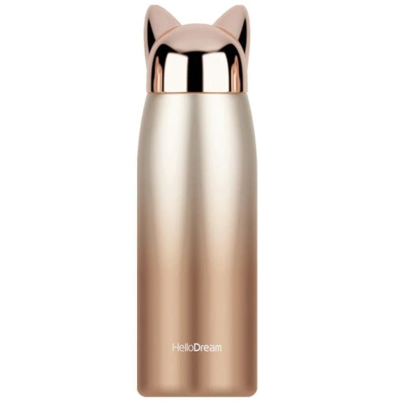 Stainless Steel Cat Ear Insulated Bottle - Keeps Drinks Hot 12 Hrs-Insulated Water Bottle-Gold-300 ml-6-Colydia