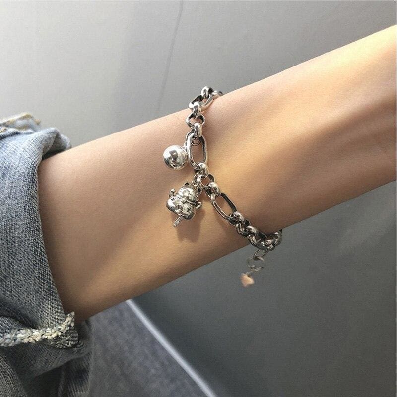 Elegant Silver Cat Bracelet for Women | Adjustable Feline Jewelry-Cat Bracelet-Silver-2-Colydia