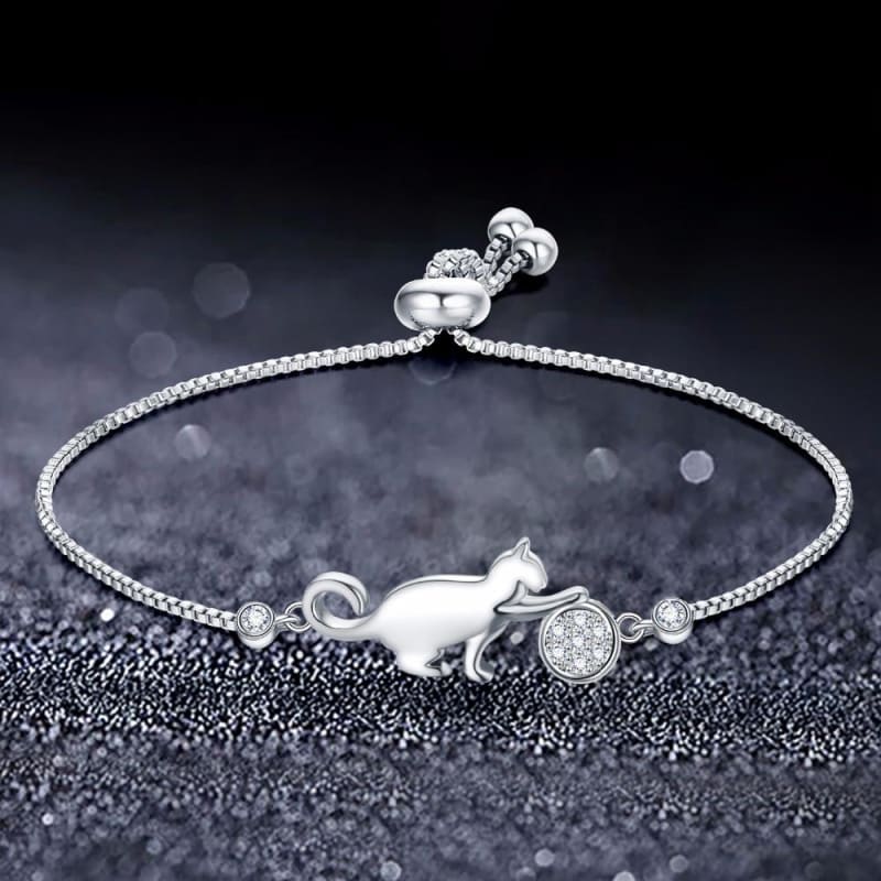 Elegant Cat and Ball Bracelet for Women - Versatile & Stylish Gift-Bracelet-Silver-2-Colydia