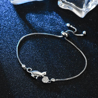 Elegant Cat and Ball Bracelet for Women - Versatile & Stylish Gift-Bracelet-Silver-3-Colydia