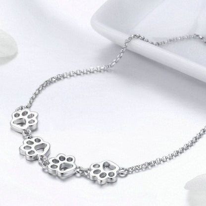 Adorable 925 Silver Kitten Paw Print Bracelet for Cat Lovers-Jewelry-3-Colydia