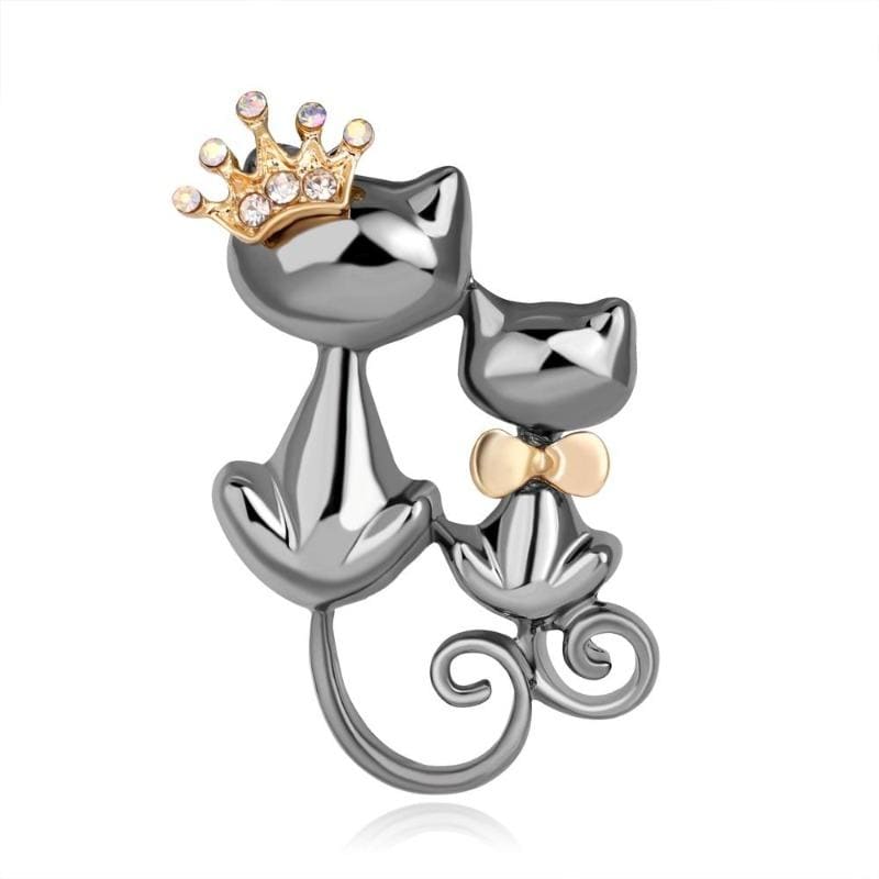 Elegant Crowned Cat Brooch - High-End Zinc Alloy Jewelry for Women-Brooch-4-Colydia