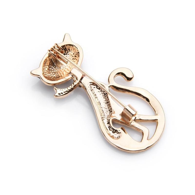 Elegant Zinc Alloy Cat Brooch with Enchanting Big Eyes Design-Brooch-5-Colydia