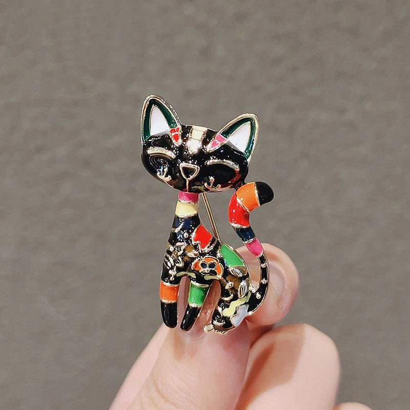 Colorful Black Cat Brooch for Women - Unique Zinc Alloy Jewelry-Brooch-Black Cat-2-Colydia