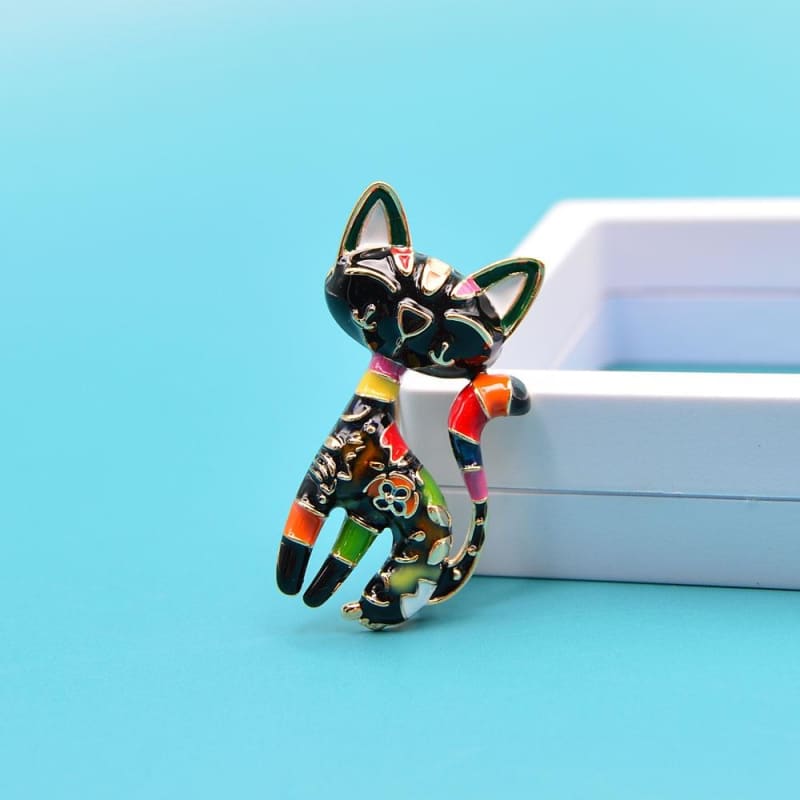 Colorful Black Cat Brooch for Women - Unique Zinc Alloy Jewelry-Brooch-Black Cat-5-Colydia