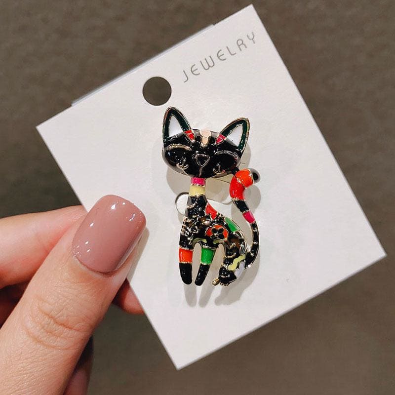 Colorful Black Cat Brooch for Women - Unique Zinc Alloy Jewelry-Brooch-Black Cat-3-Colydia