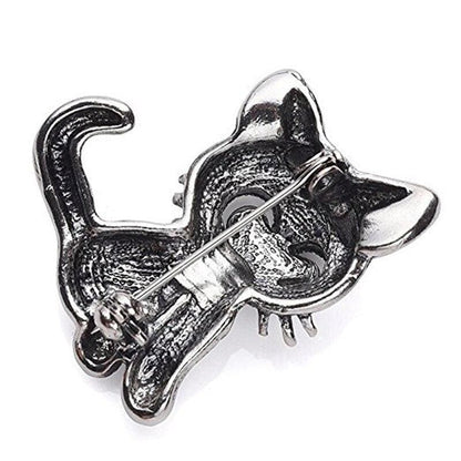 Charming Kitten Enamel Brooch with Secure Double Pin Backs-Cat Brooch-4-Colydia