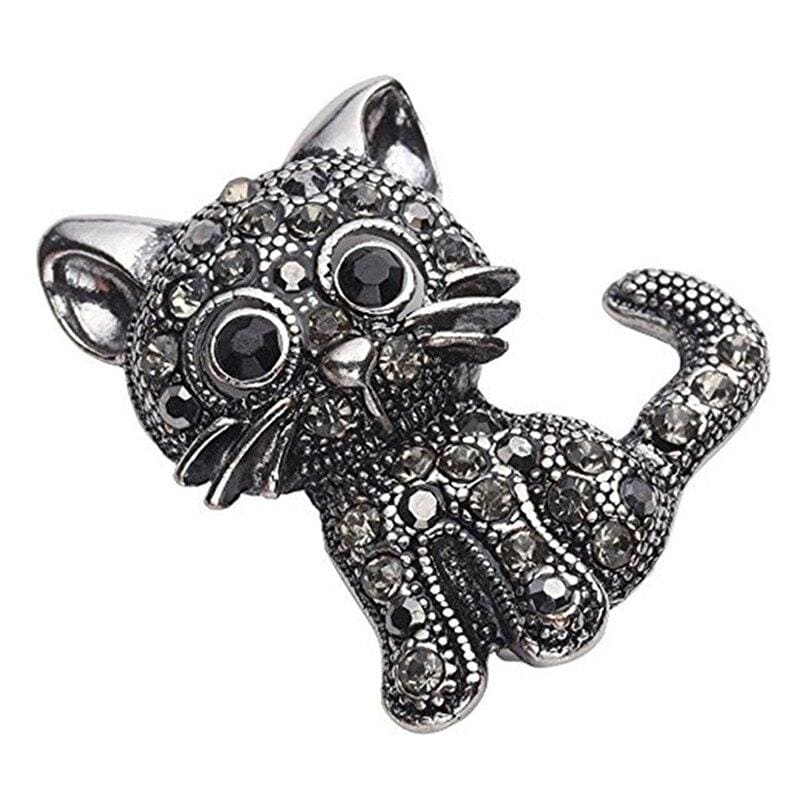 Charming Kitten Enamel Brooch with Secure Double Pin Backs-Cat Brooch-5-Colydia