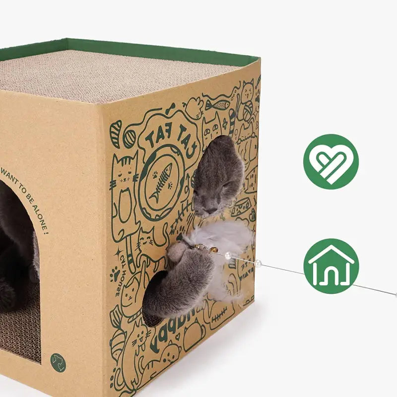 Customizable 3-in-1 Cardboard Cat House with Scratcher Boards-Cat House and Scratcher-6-Colydia