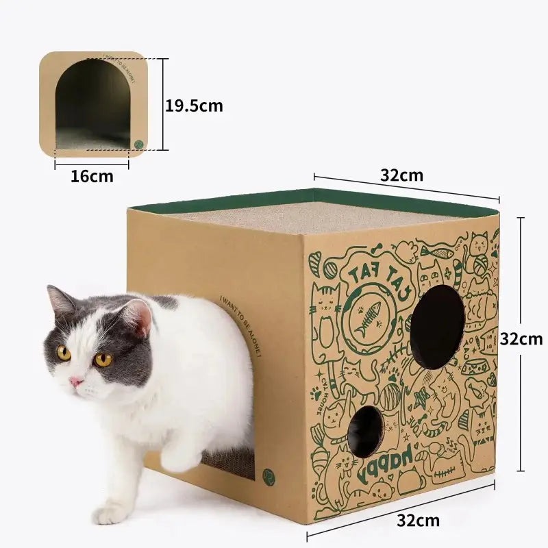 Customizable 3-in-1 Cardboard Cat House with Scratcher Boards-Cat House and Scratcher-9-Colydia