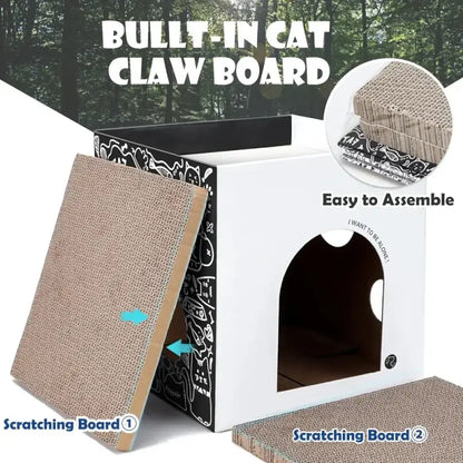 Customizable 3-in-1 Cardboard Cat House with Scratcher Boards-Cat House and Scratcher-8-Colydia