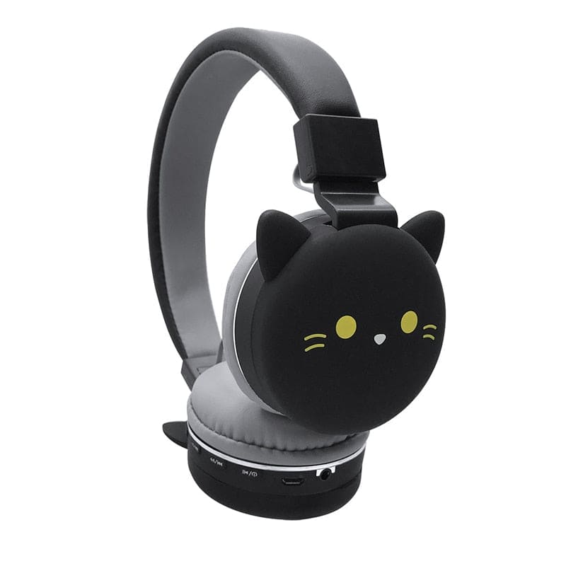 Cute Black Cat Kids Headphones with 3.5mm Jack & Noise Canceling-Kid's Headphones-1-Colydia