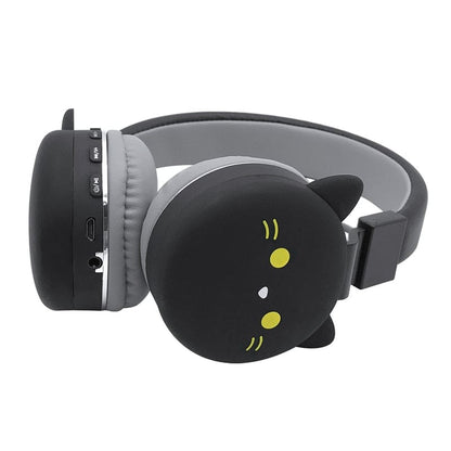 Cute Black Cat Kids Headphones with 3.5mm Jack & Noise Canceling-Kid's Headphones-7-Colydia