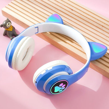 Bluetooth Cat Ear Headphones with LED Lights and Mic, 10hr Playtime-Bluetooth Headphones-Blue-5-Colydia