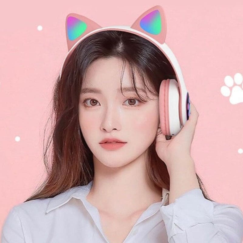 Bluetooth Cat Ear Headphones with LED Lights and Mic, 10hr Playtime-Bluetooth Headphones-2-Colydia