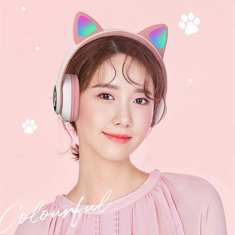 Bluetooth Cat Ear Headphones with LED Lights and Mic, 10hr Playtime-Bluetooth Headphones-8-Colydia