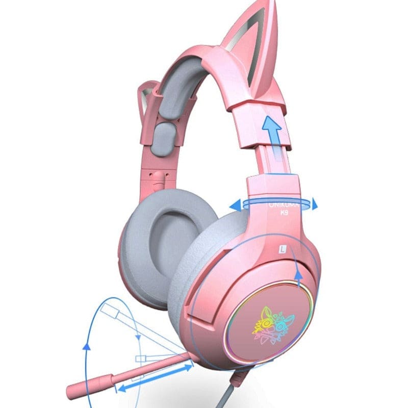 Charming Kawaii Cat Ear Gaming Headset with Detachable Ears-Gaming Headset-4-Colydia