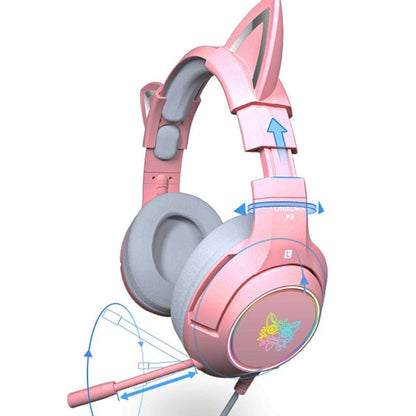 Charming Kawaii Cat Ear Gaming Headset with Detachable Ears-Gaming Headset-4-Colydia