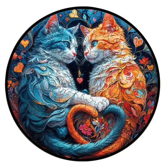 Romantic Wooden Cat Puzzle - Mandala Design for Puzzle Lovers-Wooden Cat Puzzle-1-Colydia