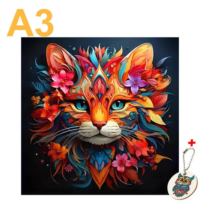 Mandala Cat Head Puzzle - Unique Wooden Design for All Ages-Wooden Puzzle-A3 (42x29cm)-5-Colydia