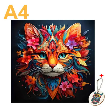 Mandala Cat Head Puzzle - Unique Wooden Design for All Ages-Wooden Puzzle-A4 (29x21 cm)-4-Colydia