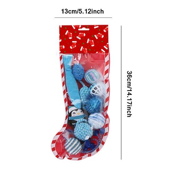 Holiday Cat Stocking with 10 Engaging Toys for Festive Feline Fun-Cat Holiday Toy Set-3-Colydia