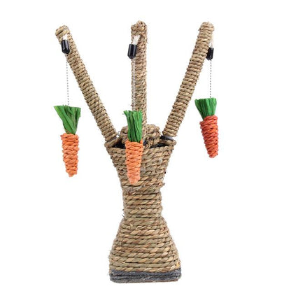 Sisal Cat Scratcher Tree with Carrot Toys for Active Cats-Cat Scratcher Tree-4-Colydia