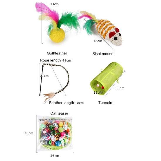 Playful Cat Tunnel & 20 Toy Pack: Ultimate Feline Entertainment-Cat Toy Bundle-2-Colydia