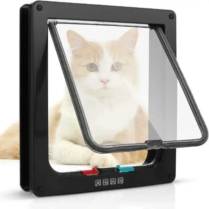 Large PVC Door Cat Flap with Four Lock Modes & Easy Install-Cat Flap-Black-S (19.7x19x2 cm)-2-Colydia