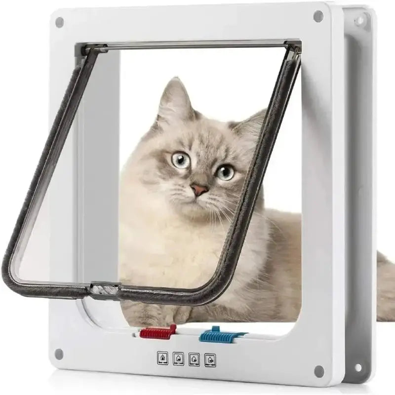 Large PVC Door Cat Flap with Four Lock Modes & Easy Install-Cat Flap-White-S (19.7x19x2 cm)-1-Colydia