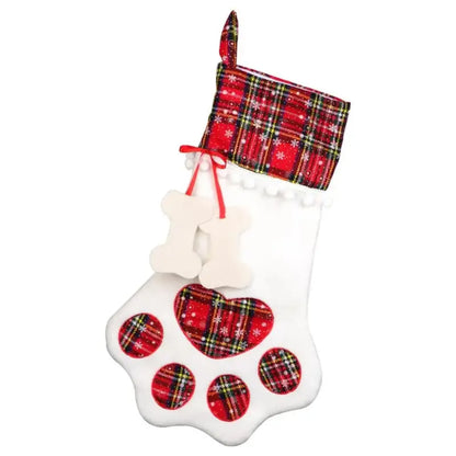 Paw-Shaped Christmas Stocking for Cats - Festive Pet Gift Holder-Pet Christmas Stocking-Red (dog)-6-Colydia