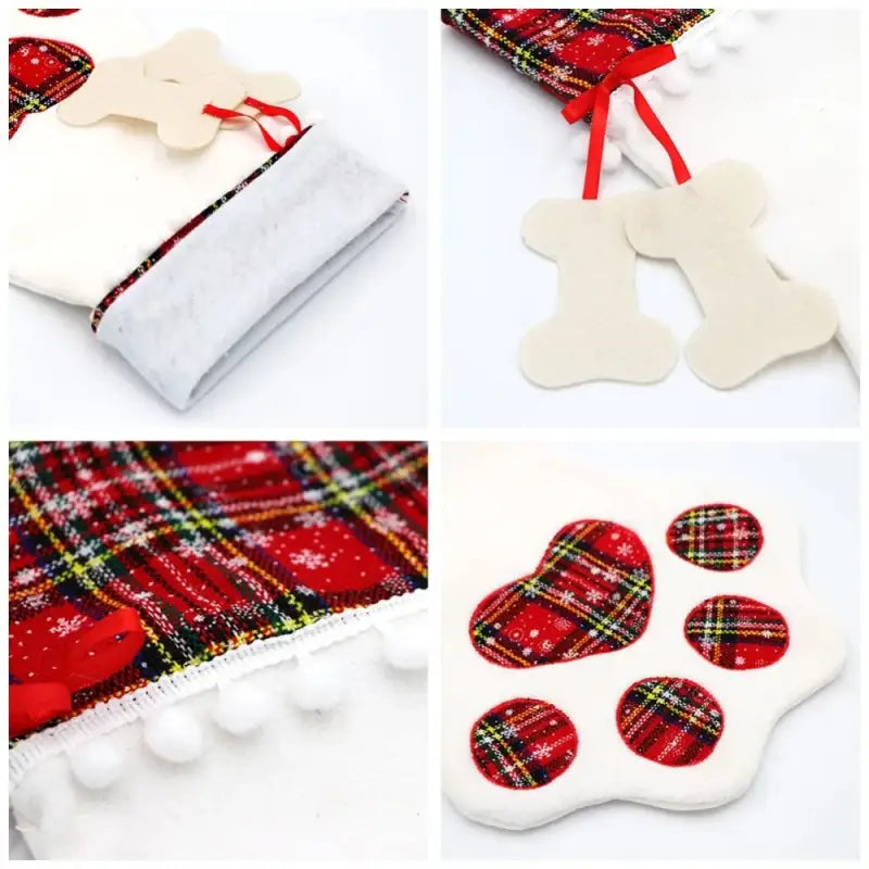 Paw-Shaped Christmas Stocking for Cats - Festive Pet Gift Holder-Pet Christmas Stocking-4-Colydia