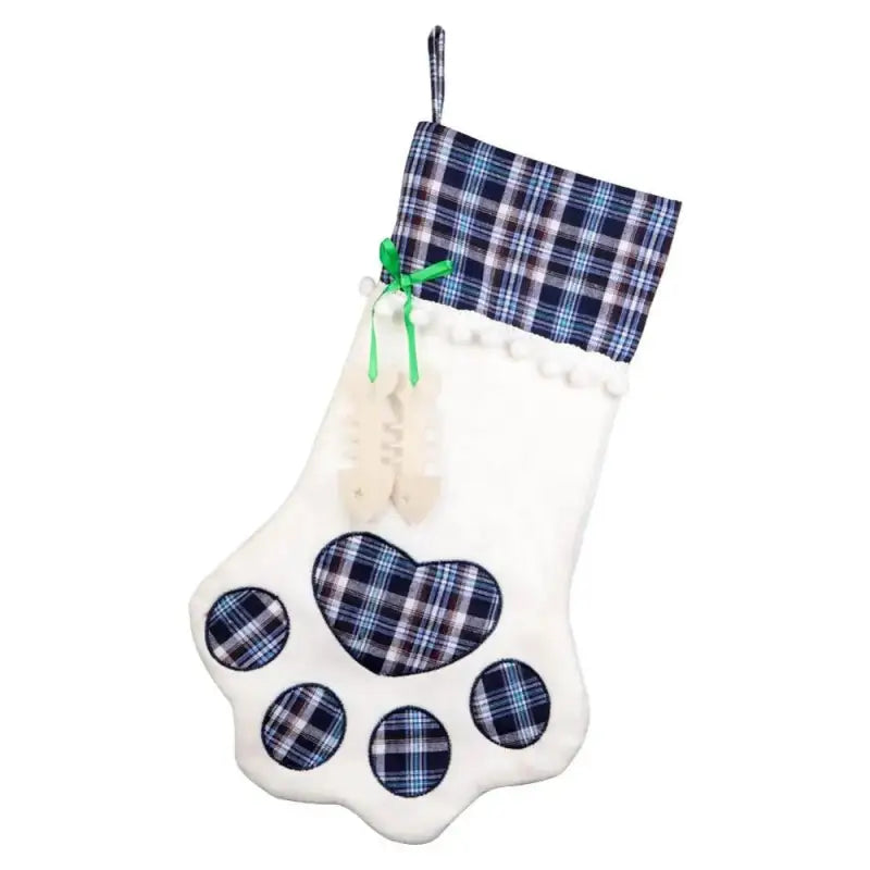 Paw-Shaped Christmas Stocking for Cats - Festive Pet Gift Holder-Pet Christmas Stocking-Blue (cat)-5-Colydia