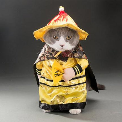 Ancient Emperor Costume for Pets - Luxurious Cosplay Outfit for Cats & Dogs-Pet Costume-2-Colydia