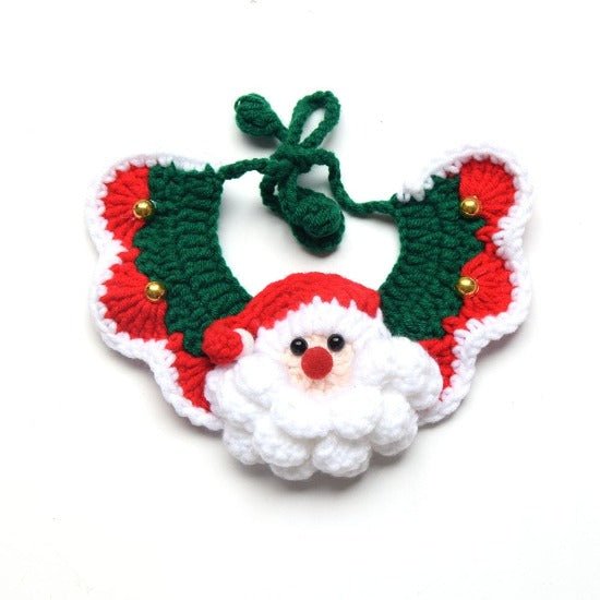 Festive Knitted Pet Bibs for Christmas, Cozy & Size Adjustable-Festive Pet Bibs-Santa-XS-4-Colydia