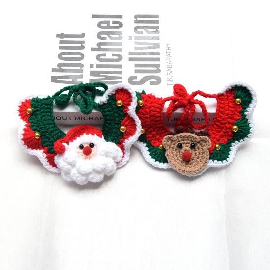 Festive Knitted Pet Bibs for Christmas, Cozy & Size Adjustable-Festive Pet Bibs-3-Colydia