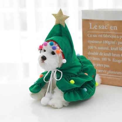 Christmas Tree Pet Costume for Cats & Dogs – Festive Polyester Outfit-Pet Costume-3-Colydia