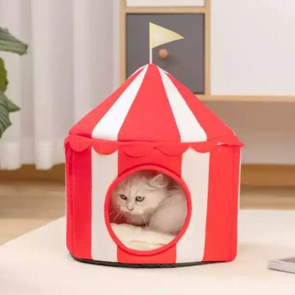 Cozy Circus Tent Bed for Pets with Removable Roof and Sleep Pad-Pet Bed-1-Colydia