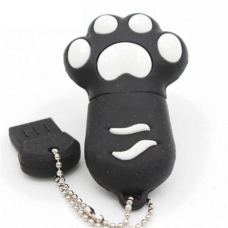 Cat Paw USB 2.0 Drive - 16GB to 64GB Cute Silicone Storage-USB Flash Drive-64 GB-Black-8-Colydia