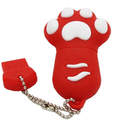 Cat Paw USB 2.0 Drive - 16GB to 64GB Cute Silicone Storage-USB Flash Drive-64 GB-Red-6-Colydia