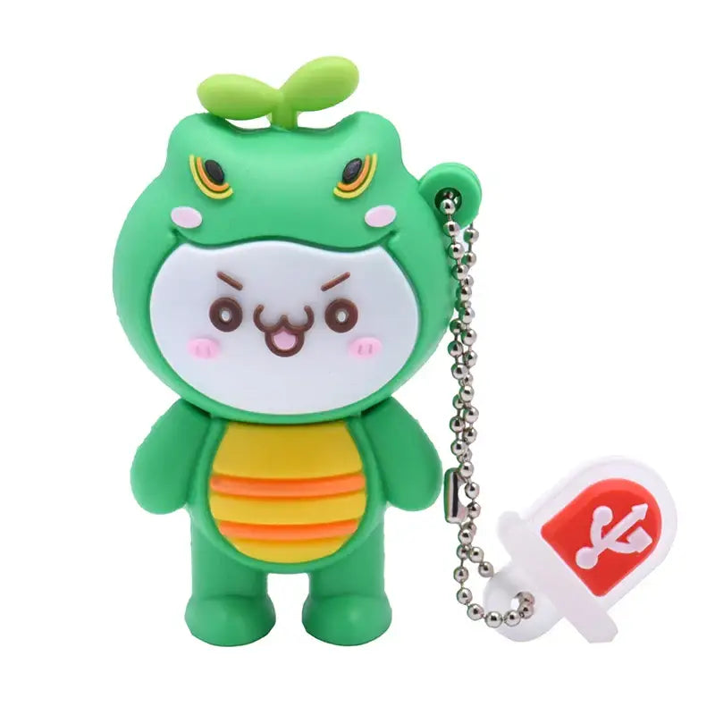 Adorable Cat-Shaped USB Keychain with 128GB Storage Options-USB Flash Drive Keychain-32GB-Frog Cat-1-Colydia