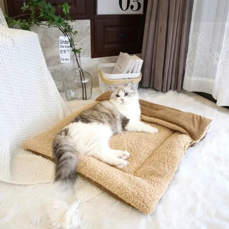 Multifunctional Fleece Cat Cocoon: Cozy Mat & Furniture Protector-Cat Bed & Furniture Protector-5-Colydia