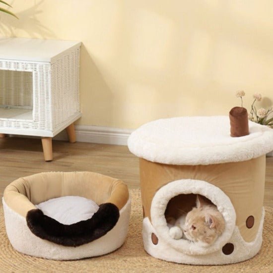 Cozy Dual-Use Cup Bed for Coffee & Boba Lovers – Machine Washable-Pet Bed-4-Colydia