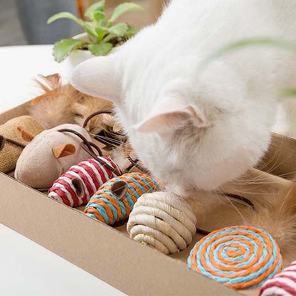 Delightful Feather and Sisal Cat Toy Gift Set - 7 Exclusive Toys-Cat Toy Gift Set-7 cat toys-3-Colydia